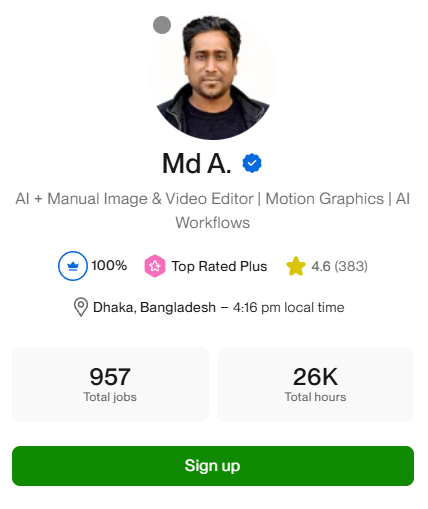 Upwork profile preview
